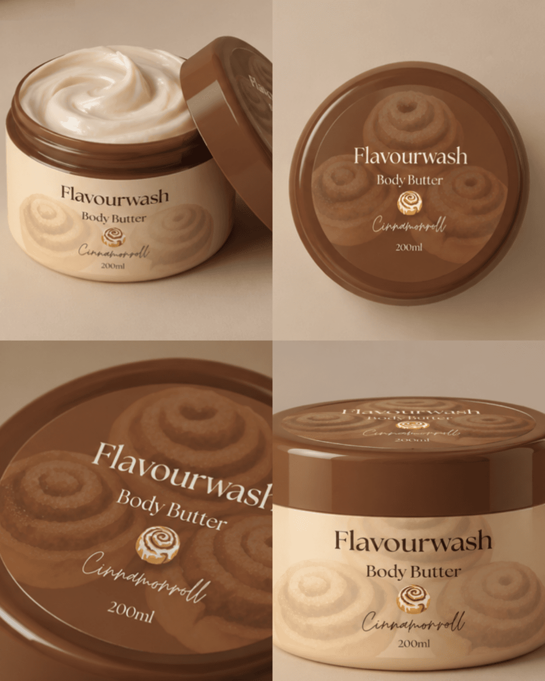 collage for cinnamonrol body butter concept